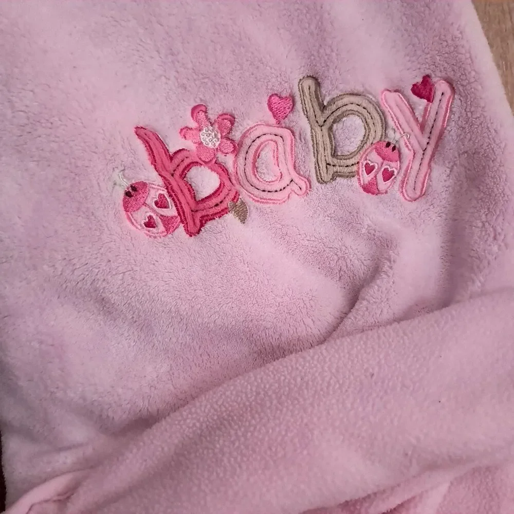 Just Born baby‎ blanket pink ladybug letters flowers hearts girls soft Vintage